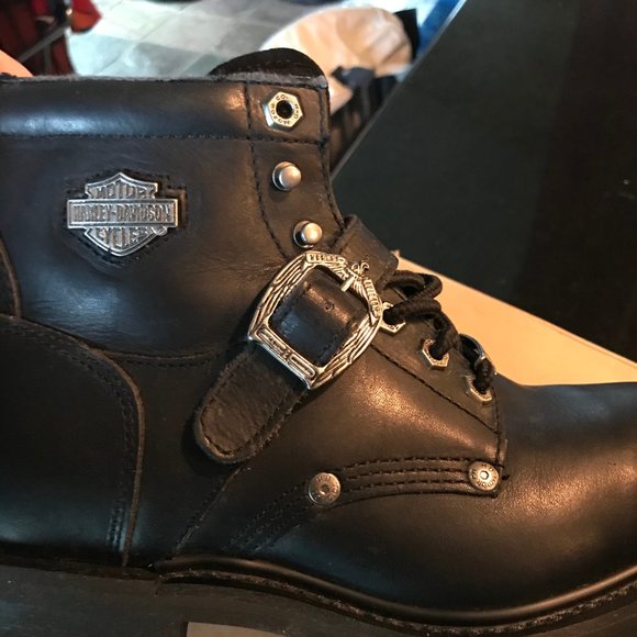 Good Condition Harley Davidson Black Lace-up Boot - Picture 2 of 5